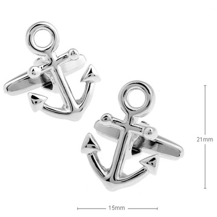 High-grade Electroplated Silver Anchor Cufflinks Foreign Trade Men's French Shirt Cufflinks Cufflinks