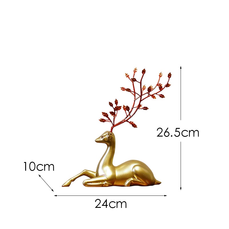 Chinese Style Imitation Copper Deer Ornaments Light Luxury Home Living Room TVCabinet Porch Decoration Model Room Soft Decoration Crafts