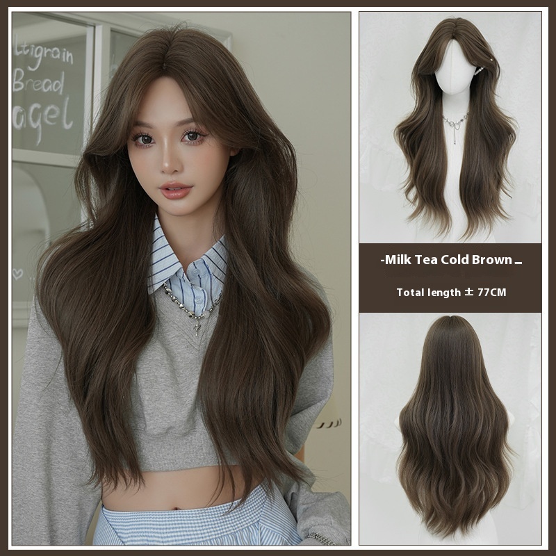 Wig Women's Long Curly Hair Big Wave Chemical Fiber Simulation Super Long And Mid-Waist Curly Hair Internet Popular Product Pullover Long Hair