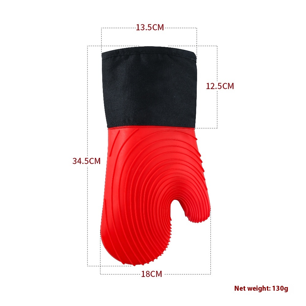 Microwave Oven Gloves Long High Temperature Resistant Baking Two Finger Gloves Kitchen Cotton Thick Non-slip Heatulation Gloves