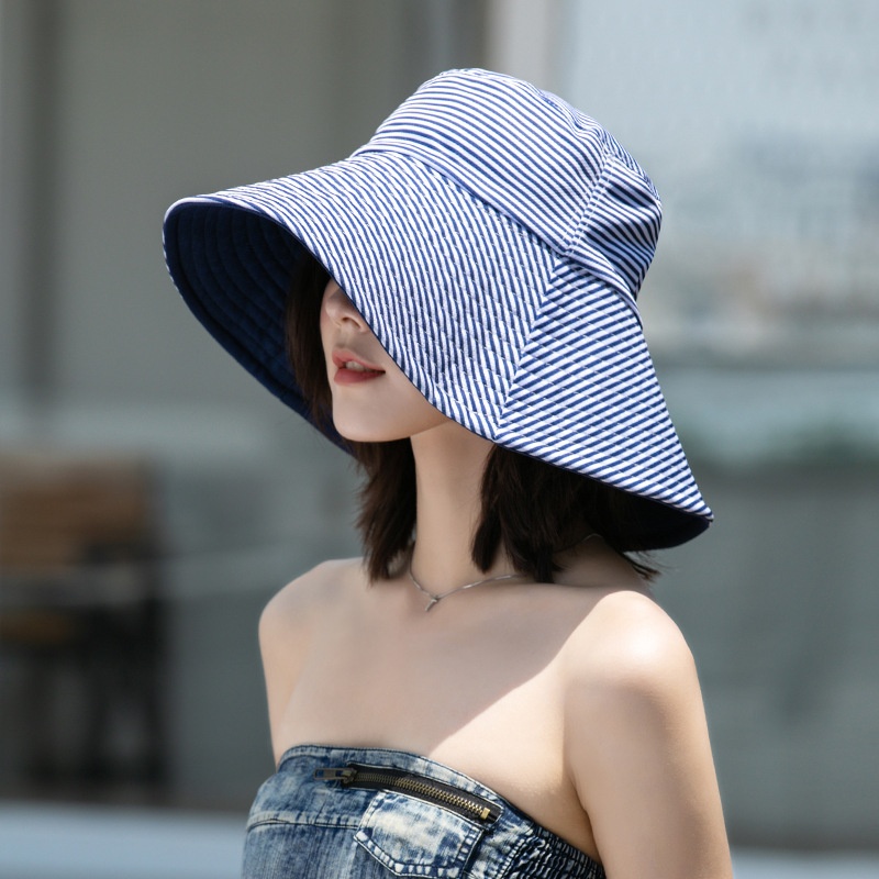 Fisherman Hat Women's Big Brim Big S Sun Hat Uv Japanese Style Literary Ultraviolet Sun Protection Hat Foldable Korean Version