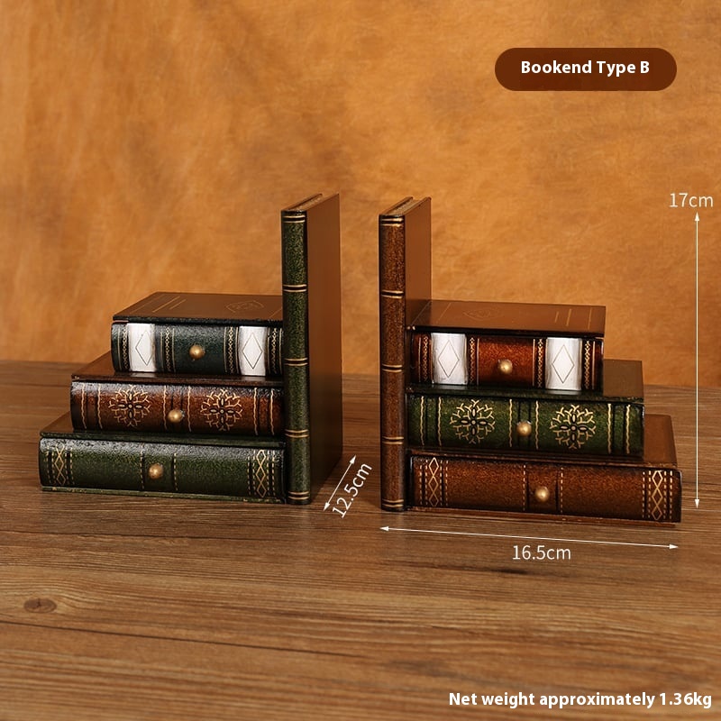 European Retro Bookcase Wooden Fake Book Stand With Drawer Sundries Storage Bookcase Decorative Ornaments