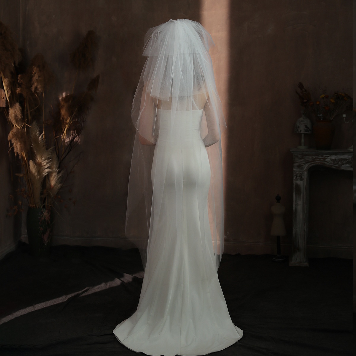 V307 Long Veil Multi-layer Fluffy White Gauze Wedding Travel Photography Style And Makeup Bride Headdress