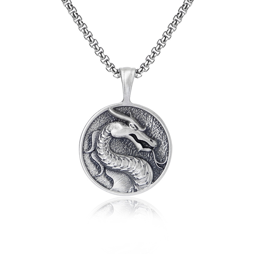 Mortal Kombat Dragon Pendant European And American Men's Hip-Hop Necklace Titanium Steel Punk Jewelry Personalized Accessories