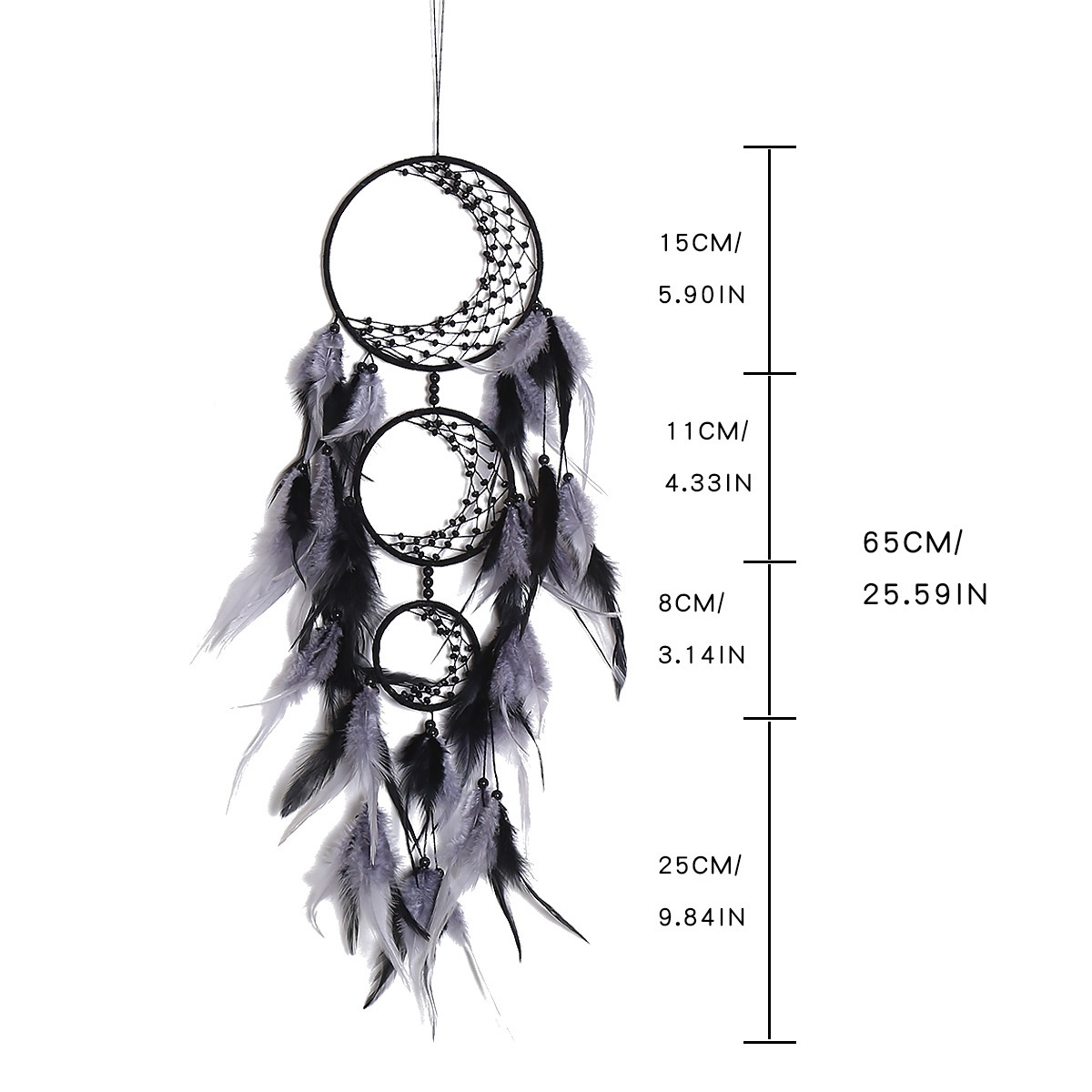 Three Ring Crescent Dream Catcher Home Decoration Pendant Wall Hanging Dream Catcher Room Decoration Dream Catcher