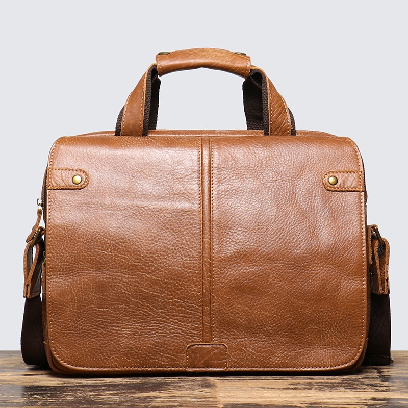 Popular Men's Retro Genuine Leather Handbag Frosted Leather One-shoulder Messenger Briefcase Cowhide Business Computer Bag