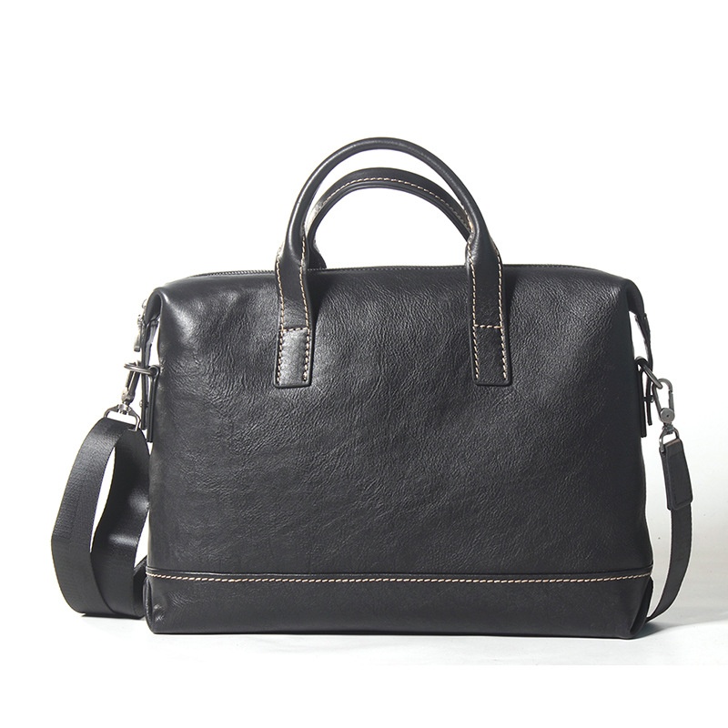 Genuine Leather Men's Handbag Business Computer Bag Retro Top Layer Cowhide Briefcase Document Bag Shoulder Crossbody Bag