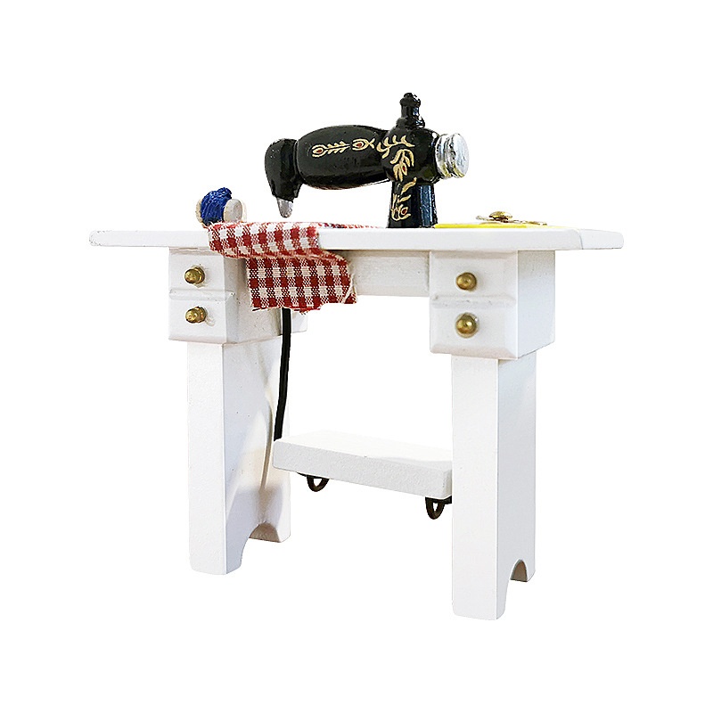 Miniature Food And Play Scene Toy Model Doll House Accessories Nostalgic Ornaments Mini White Sewing Machine Y108