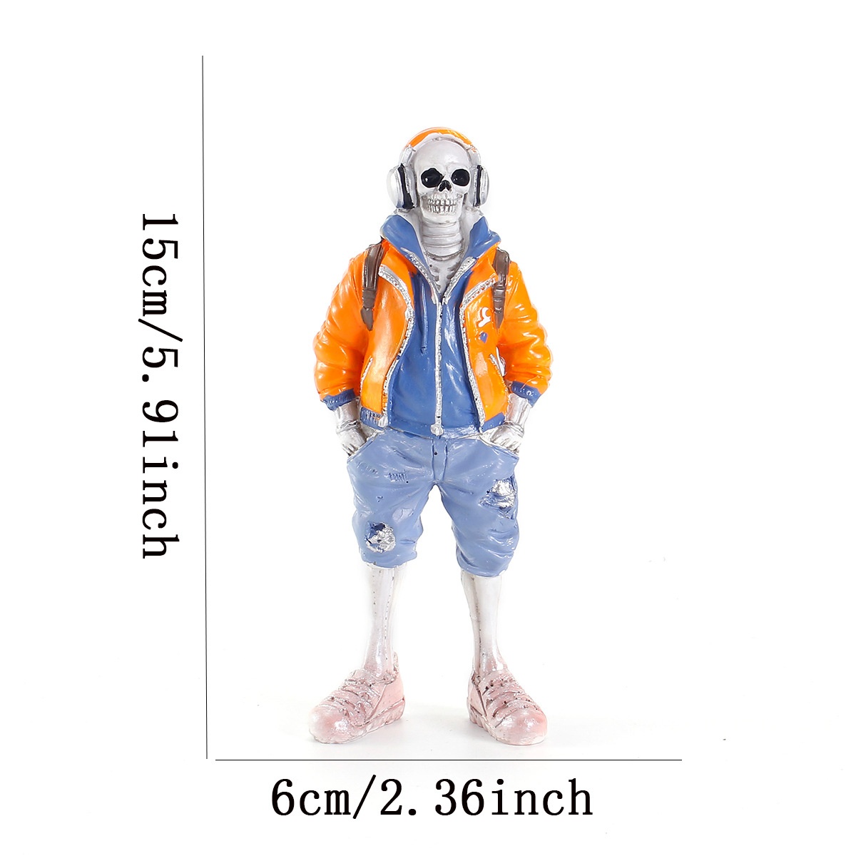 Products Ghost Fire Sweater Skeleton Boy Micro Landscape Resin Statue Halloween Gardening Crafts Ornaments