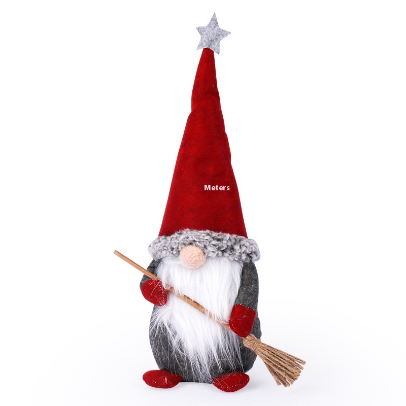 Christmas Faceless Doll Standing Rudolph Santa Claus Doll Broom Dwarf Doll