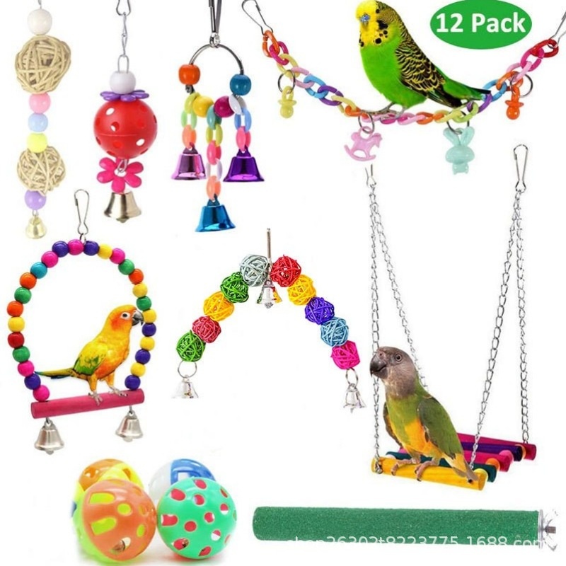 12-piece Set Of Parrot Toys Bird Supplies Utensils Hot-selling Bird Toys