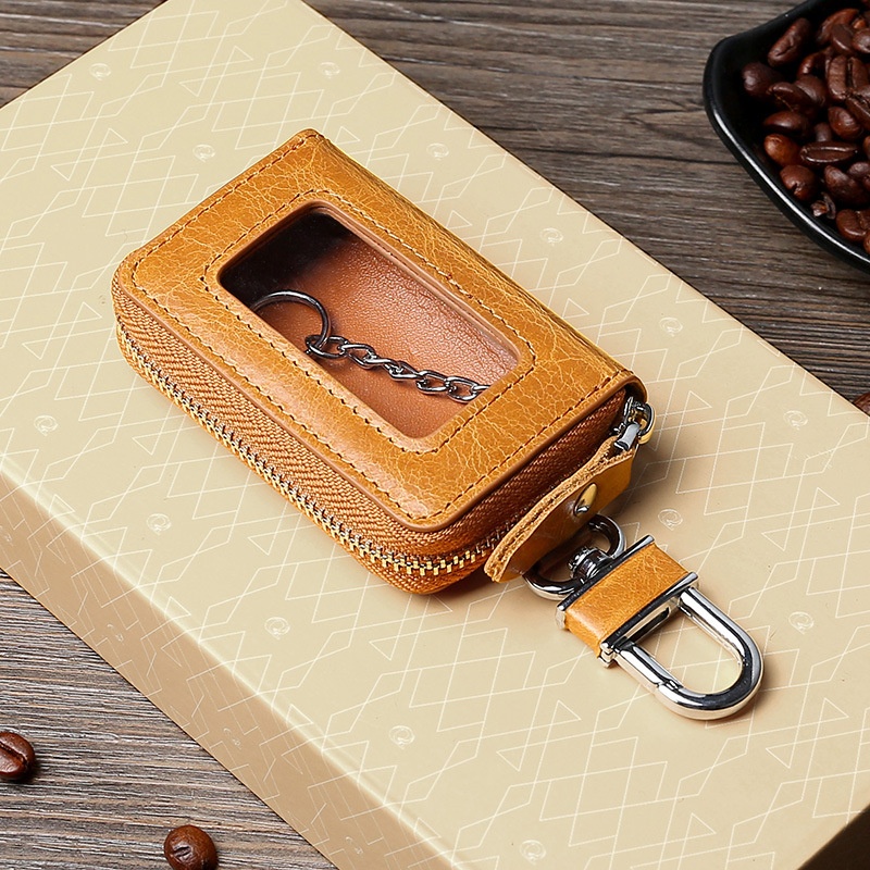 Spring Top Layer Cowhide Car Key Bag Genuine Leather European And American Retro Motor Vehicle Key Bag