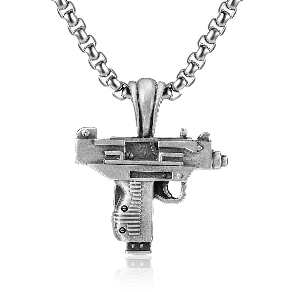 Uzi Uzi Submachine Gun Pendant Necklace Men's Amulet European And American Retro Style Foreign Trade Hot Sweater Chain