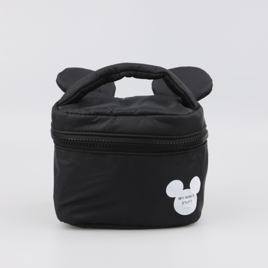 Black Toiletry Bag Down Material Soft Cute Cosmetic Bag Storage Bag