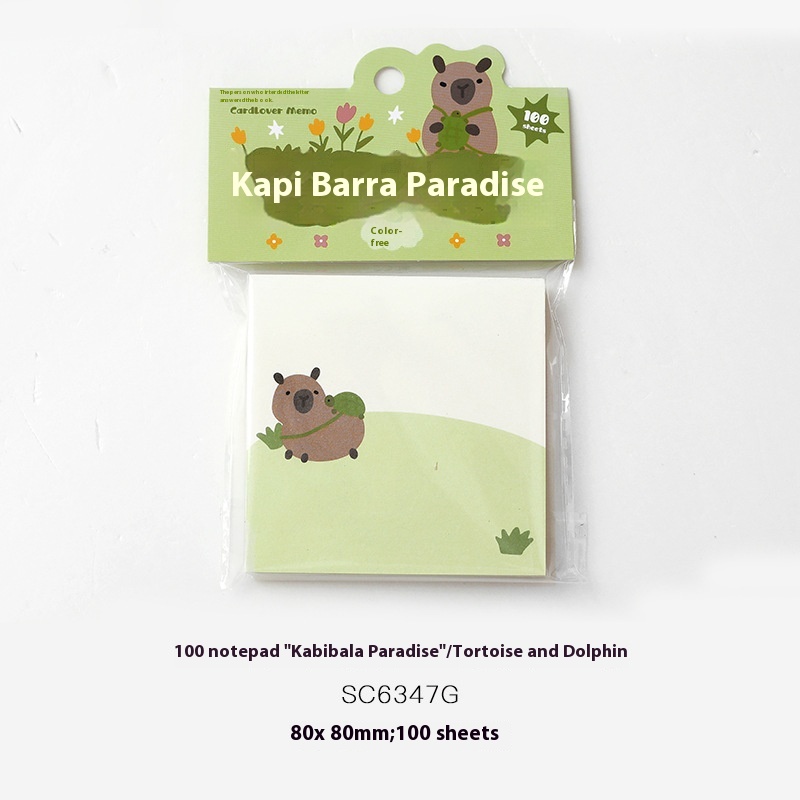 Lover Of Letters100 Note Pads Kapibara Paradise Series Cartoon Cute Animal Notebook Base