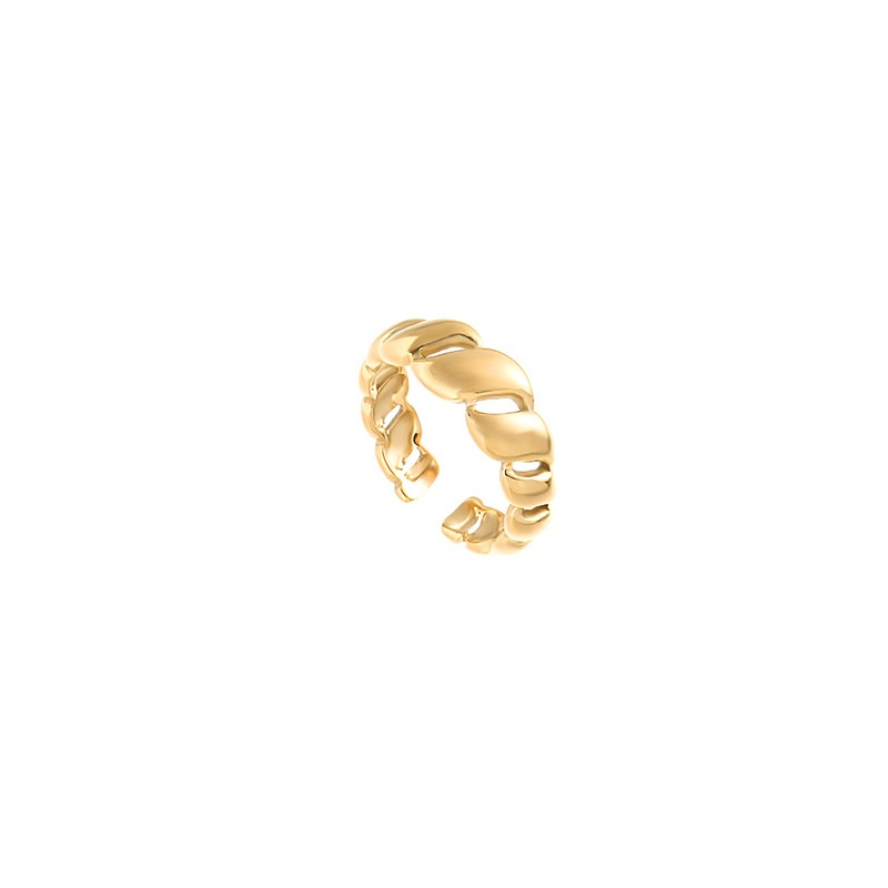 Braided Pattern Ring Stainless Steel Plated With18 KReal Gold Color Preservation European And American Fashion Metal Ring One-piece Dery