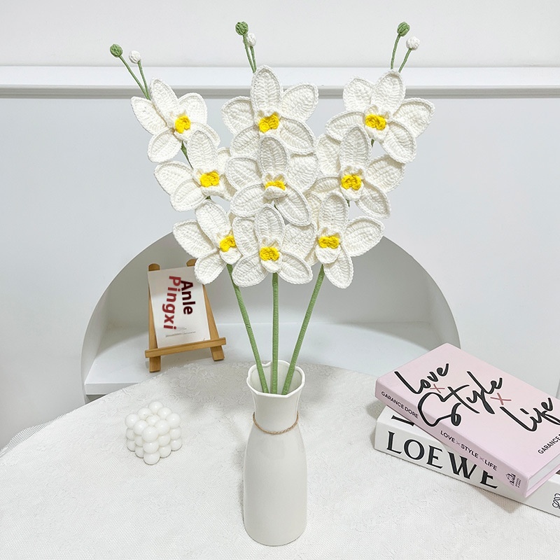 Hand-woven Creative Simulation Butterfly Orchid Single Bouquet Finished Bouquet All-match Gift Holiday Gift Girlfriend