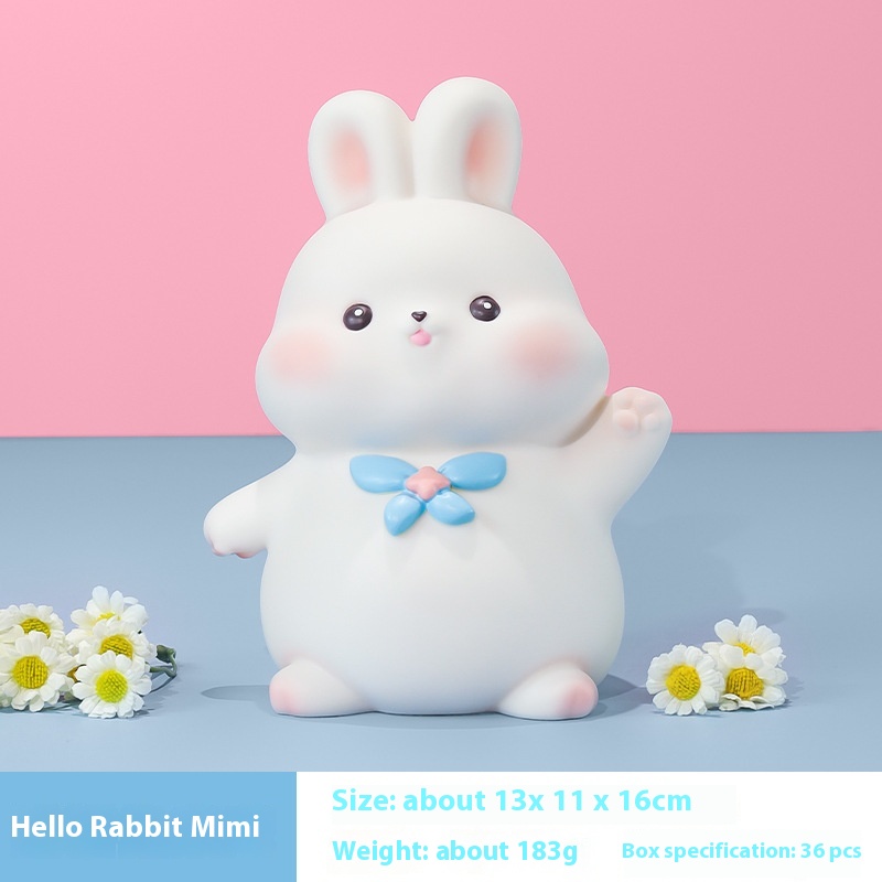 Mimi Rabbit's School Diary Piggy Bank Children's Enamel Unbreakable Piggy Bank Rabbit Coin Bank Can Be In And Out