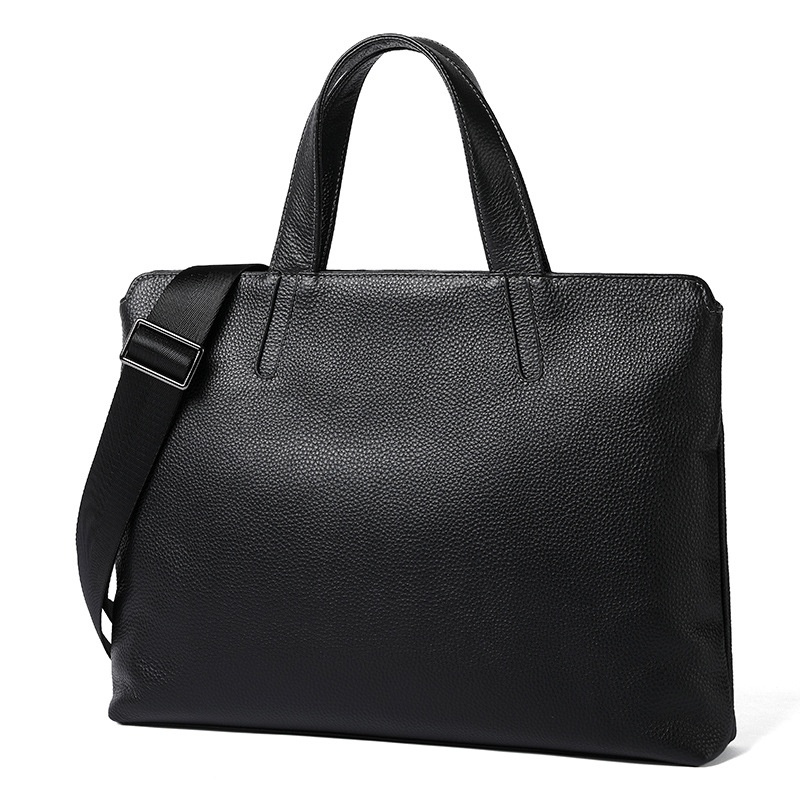 Men's Genuine Leather Handbag Business Casual Horizontal Bag First Layer Cowhide Large Capacity Briefcase One Piece Drop Shipping