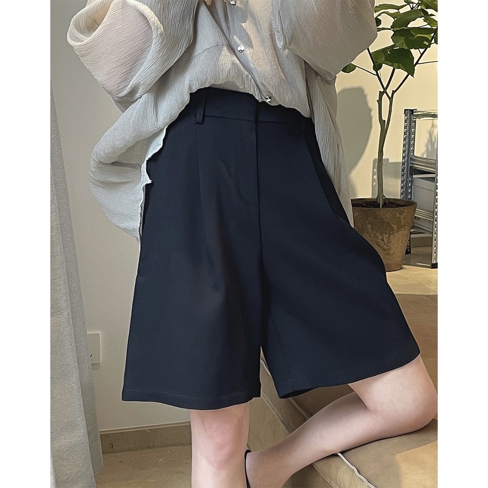 Spring And Summer Korean Version Fashionable High Waist Suit Pants Loose A-line Slim And Crisp Casual Shorts For Women