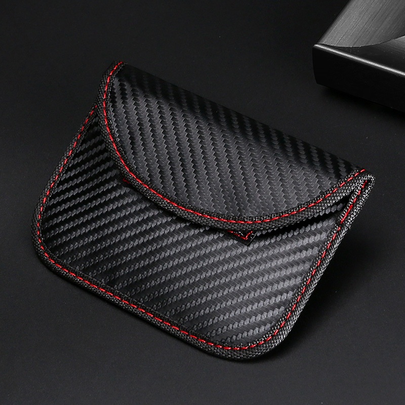 Shielding RFIDSignal Car Key Bag Carbon Fiber Pattern Anti-theft Car Remote Key Protective Cover Multi-function Card Holder