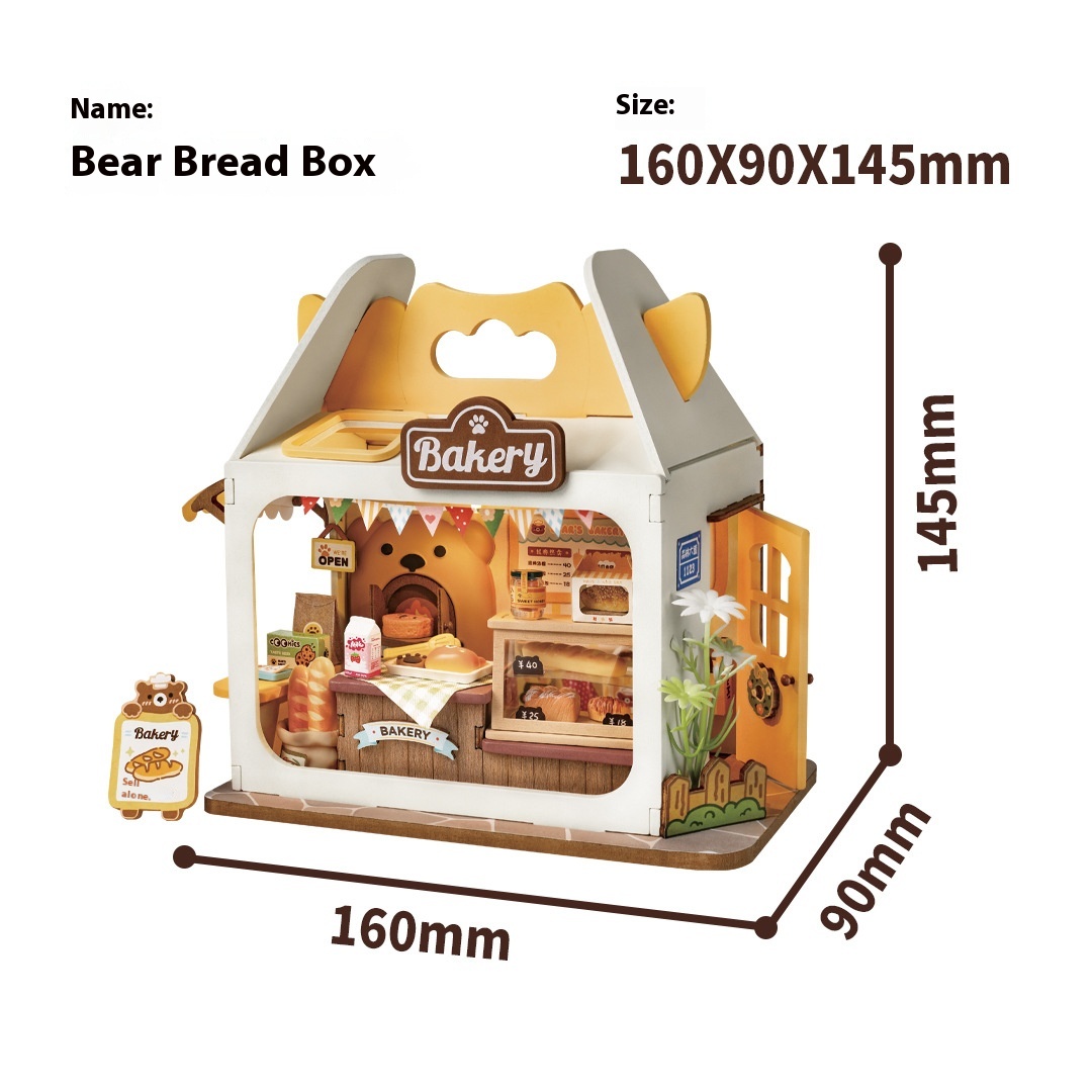If You Come DIYModel House Handmade Hut Bear Home Bread Box Net Red Building Blocks Small House Diy Hut Gift