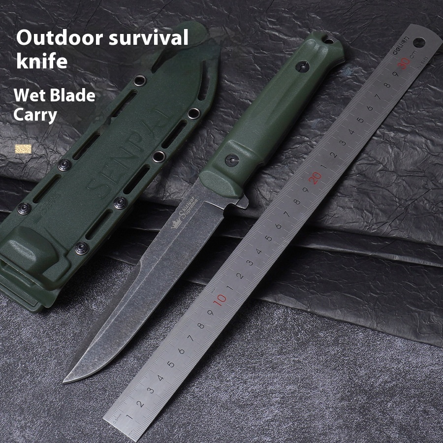 Outdoor High Hardness Sharp Knife Camping Knife Field Survival Knife Straight Knife Self-defense Portable Knife Hand Meat Knife