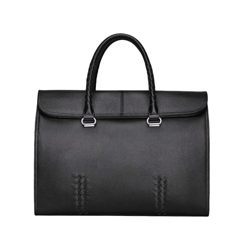 Fashion Men's Bag Genuine Leather Large Capacity Business Briefcase15 Inch Cowhide Computer Bag Hand-woven Men's Handbag