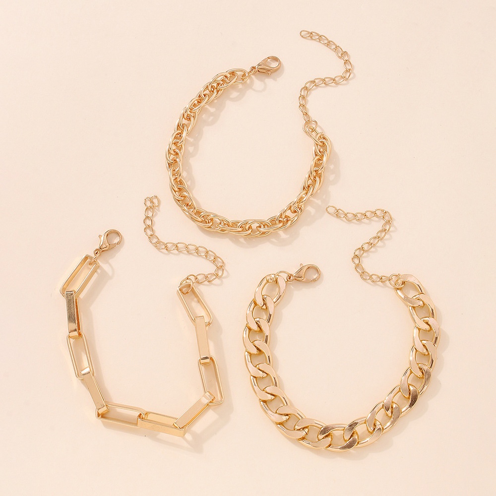 Punk Geometric Twisted Bracelet,Exaggerated Chain Bangle,3-piece Set