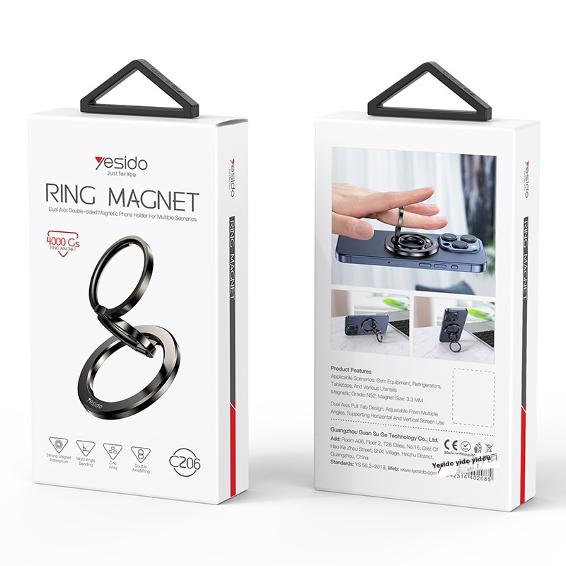 Desktop Double Ring Magnetic Foldable Metal Phone Holder,Mag Safe360°Rotating Alloy Stand