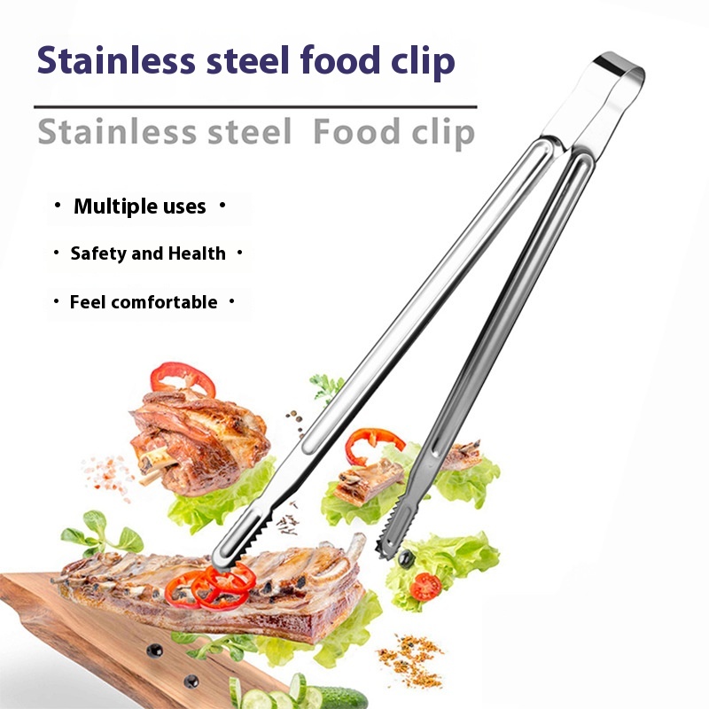 Food Clip Stainless Steel Barbecue Clip Bar Ice Cube Clip Kitchen Bread Clip Buffet Extended Steak Barbecue Clip