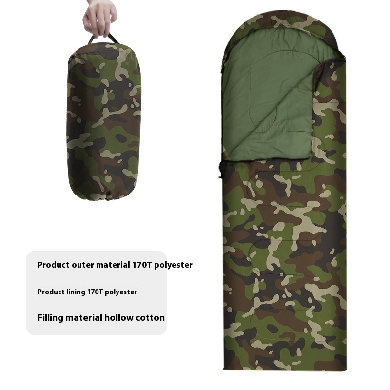 Envelope Style Digital Camouflage Sleeping Bag Outdoor Camping Sleeping Bag Travel Warm Adult Winter Cotton Sleeping Bag Thickened