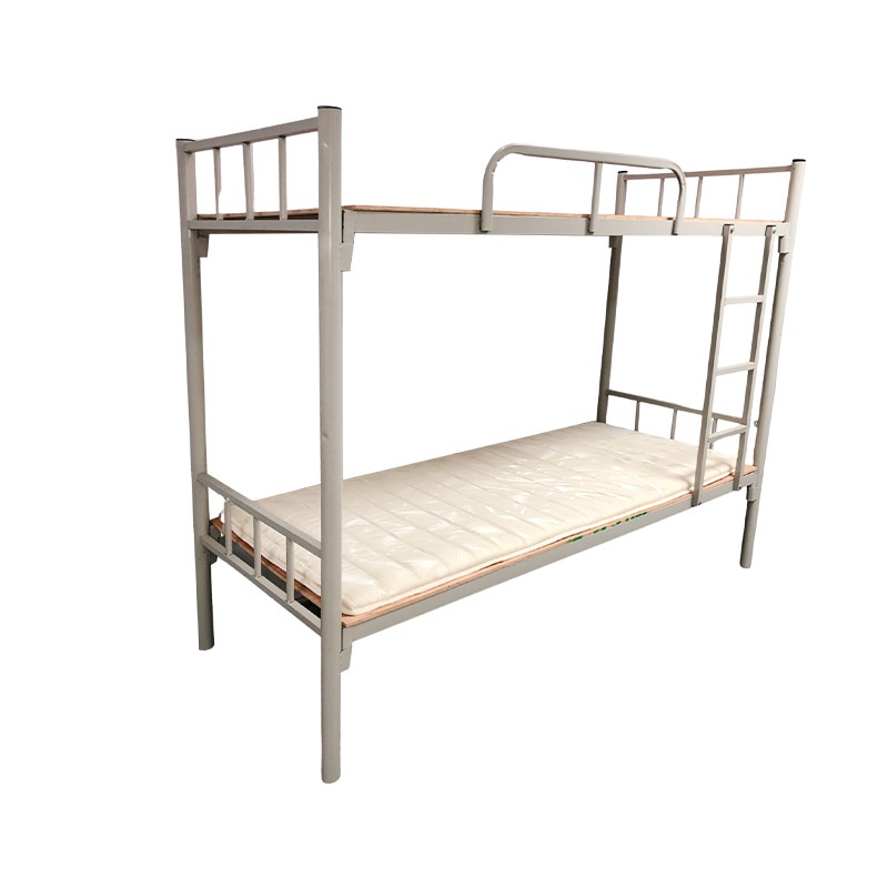 School Dormitory Apartment Iron Frame Bed Upper And Lower Bunk Iron Bed White Round Tube Double Iron Frame Bed