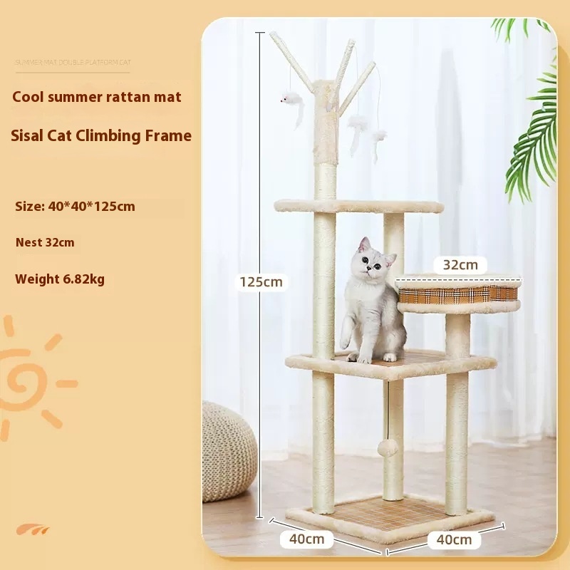 Cat Climbing Frame,Small Cat Bed,Cat Tree,All-in-one,No-space Scratching Frame,Cat Supplies,Small Toy Scratching Board,Cat Frame