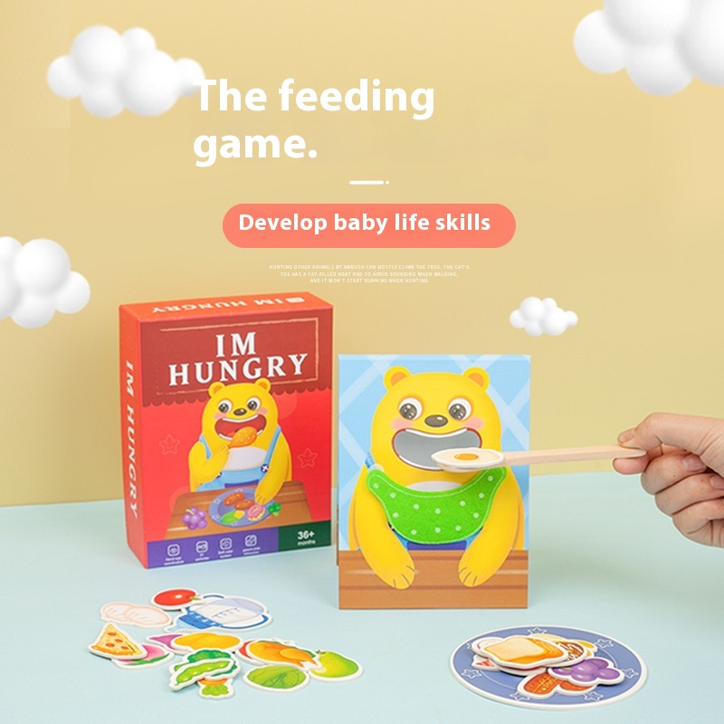 Wooden Children's Simulation House Feeding Game To Exercise Hand-eye Coordination Parent-child Interactive Educational Toys