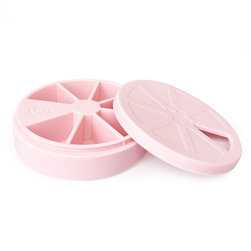 Custom Silicone Medicine Box Round Portable Partition Dustproof Seven-day Emergency Medicine Storage Box With Lid Medicine Box Food Grade