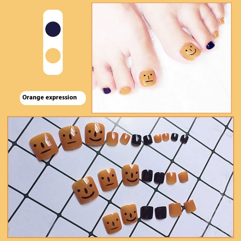 Orange Fake Nails Box Toe Nails Finished Nails Cute Foot Patches Nail Tools Toe Nails
