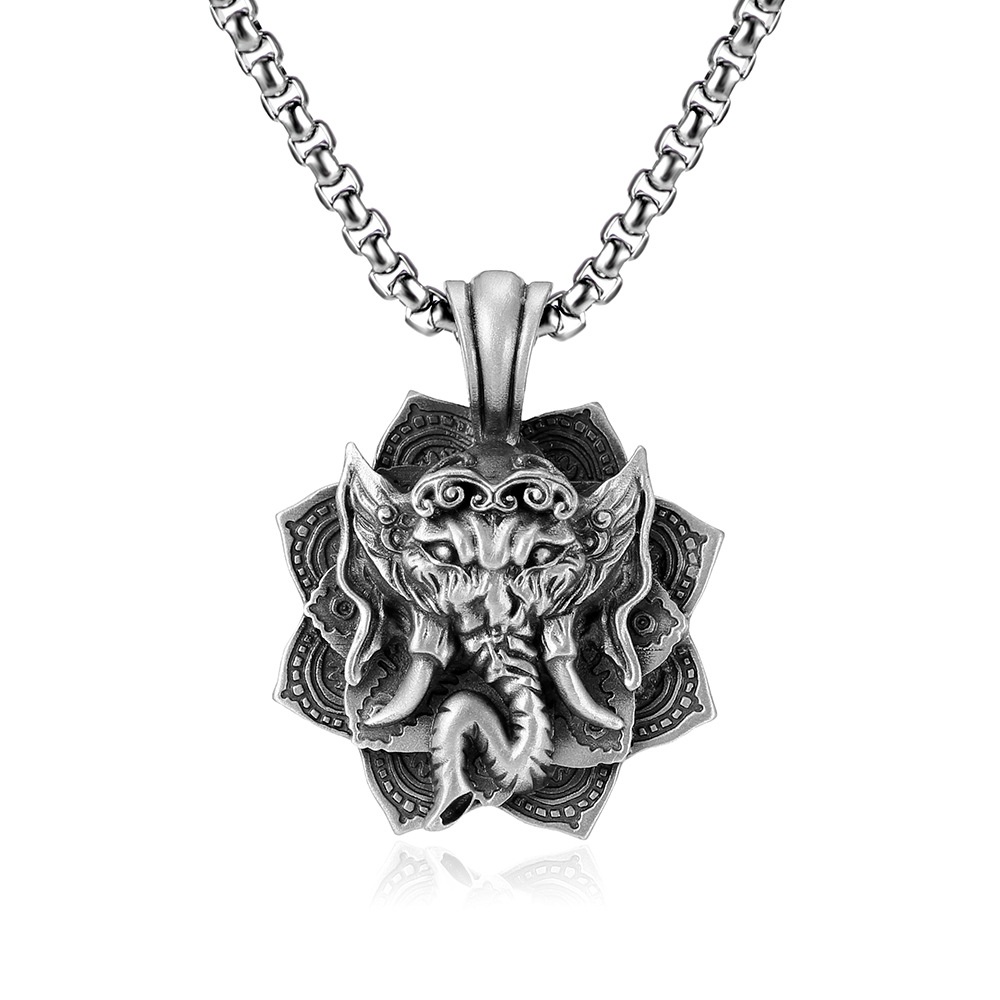 Hindu Ganesha Ganesha Pendant Religious Accessories European And American Men's Necklace Stainless Steel Jewelry