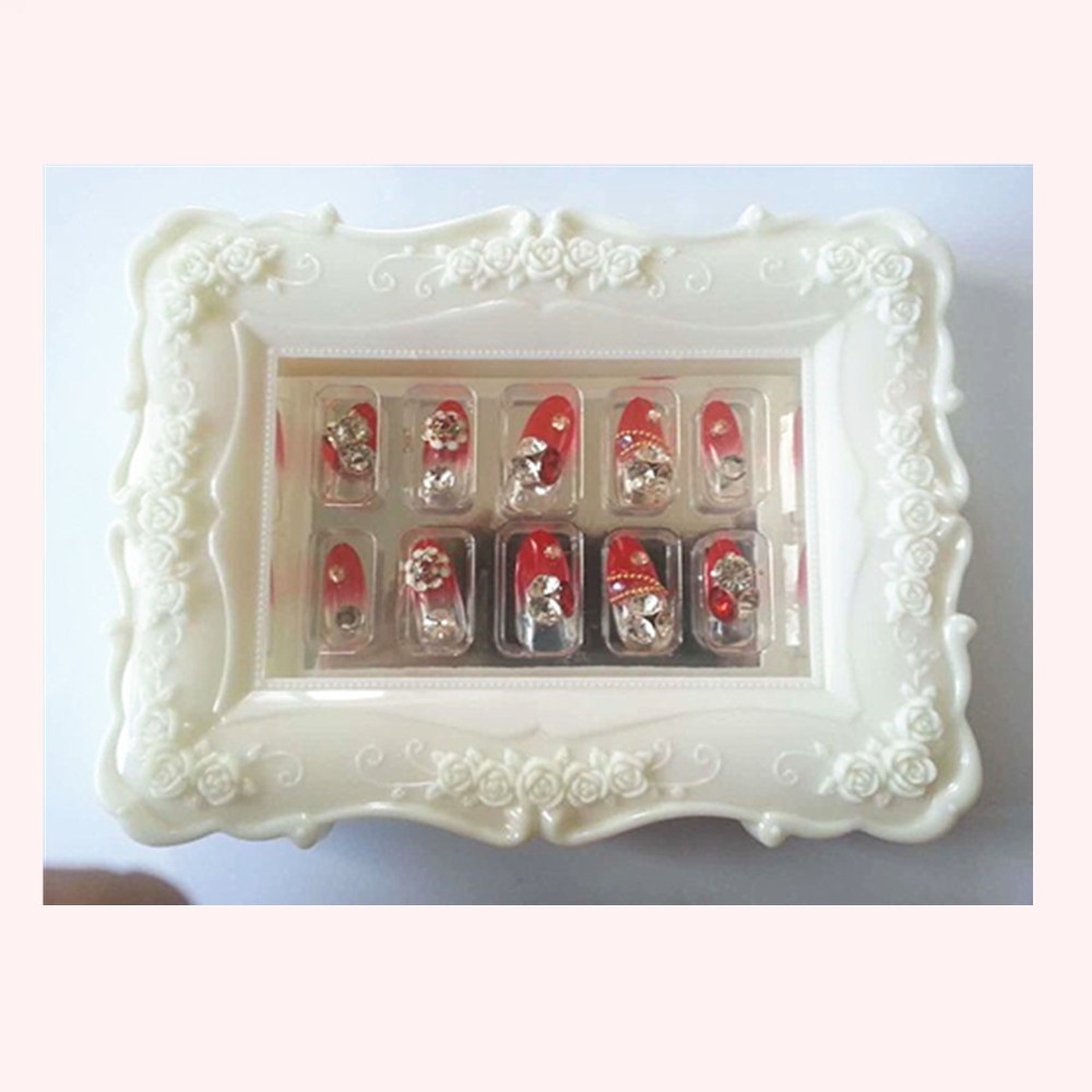 Studio Bridal Manicure Finished Product False Nails Temperament Red Long Nail Stickers Wear And Remove Press On Nails