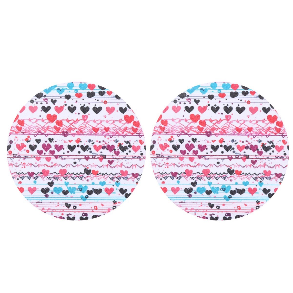 Valentine's Day Pink Love Pattern Round Leather Wear-resistant Coaster