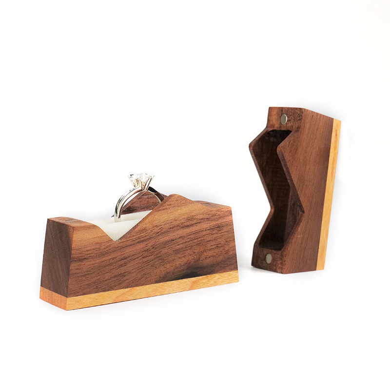 Black Walnut Ring Box Proposal Ceremony Portable Ring Storage Gift Box Couple Ring Box Diamond Ring Box Supports DIYEngraving