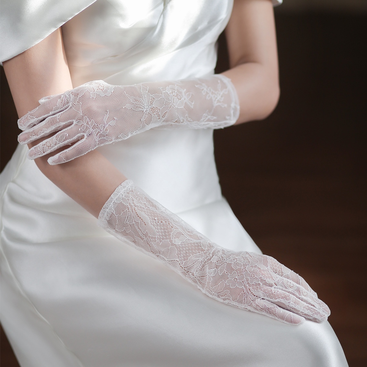 WG065 Simple Lace Wedding Gloves Elegant White Super Fairy Wedding Dress Wedding Accessoriess