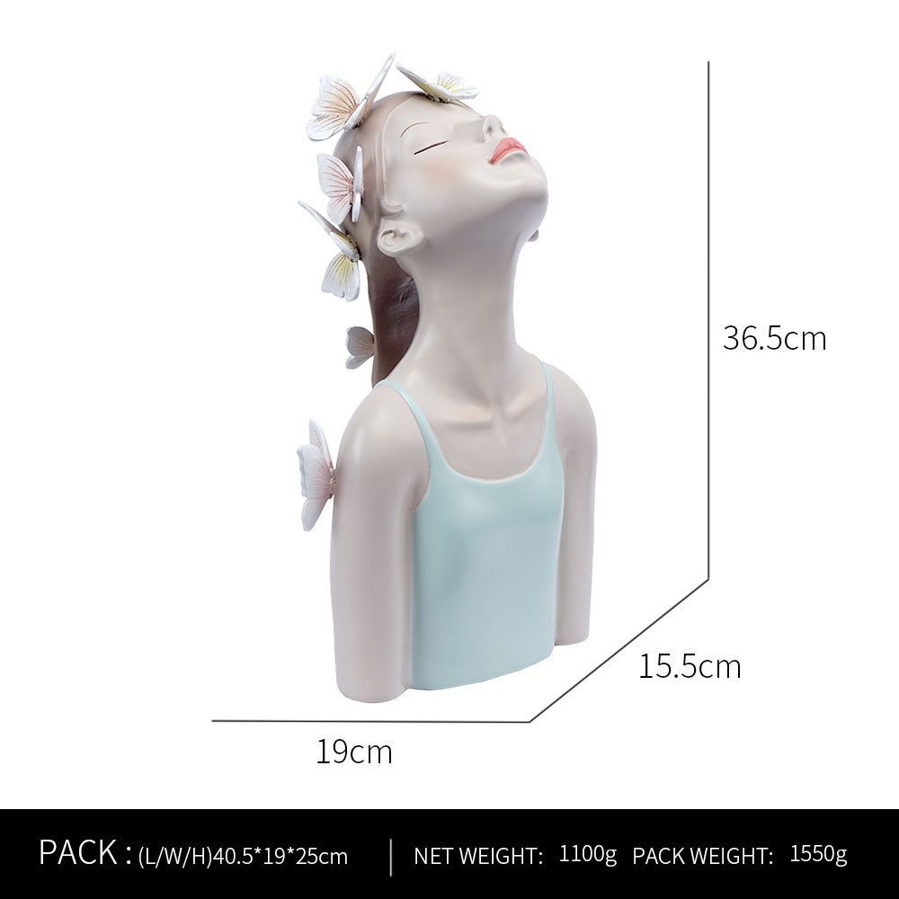 European Light Luxury Fashion Looking Up Butterfly Girl Resin Ornaments Home Window Model Room Art Decoration Furnishings