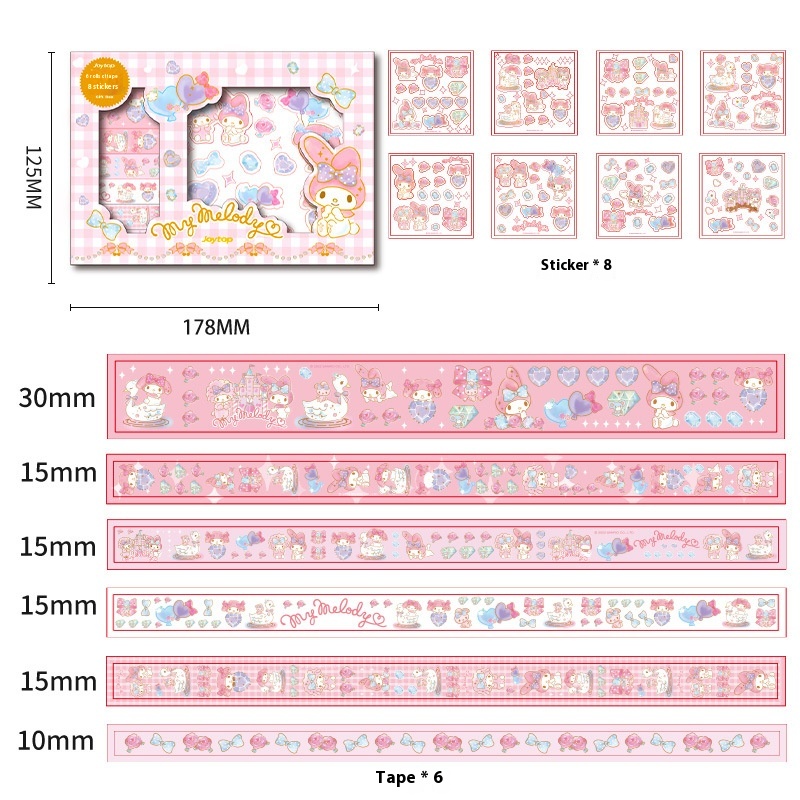 Yuemu Sanrio Good Time Notebook Sticker Gift Box Cute Cartoon Guka High Value Sticker Tape