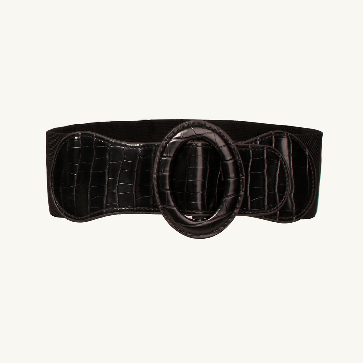 European And American Buckle Crocodile Pattern Oval Buckle Loose And Tight Women's Simple Waist Seal All-match Belt