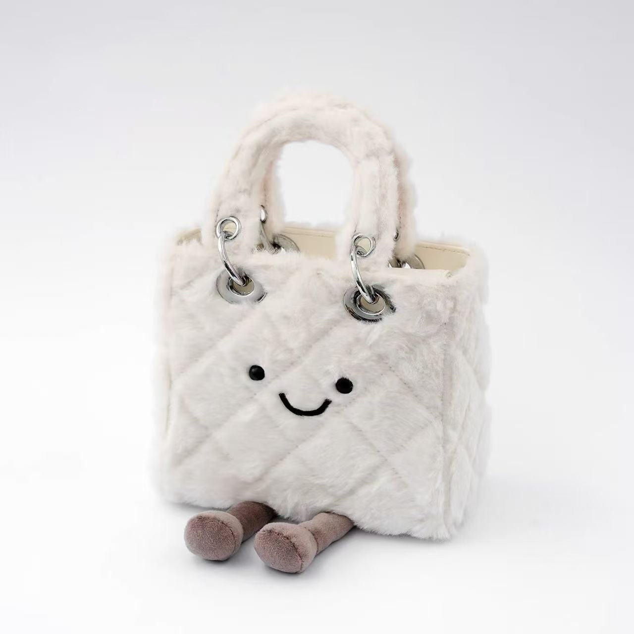 Princess Diana Bag Cute Fun Fashion Plush Smiley Face Small Bag Tote Bag Plush Handbag Crossbody Bag
