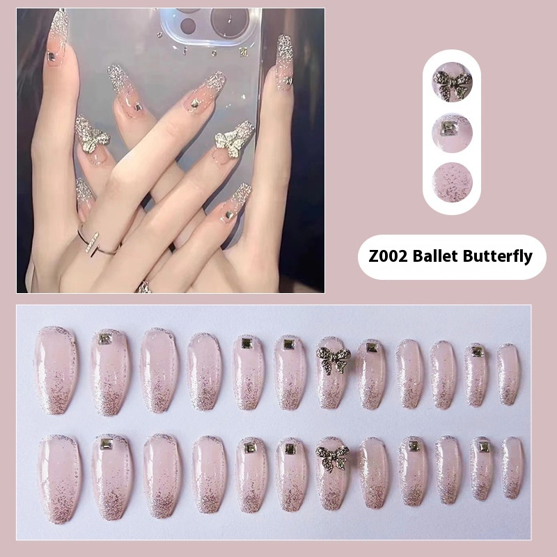 False Nails Fairy Style Wearable Nails Broken Diamond Butterfly Nail Stickers Detachable Finished Nail Stickers Nail Stickers