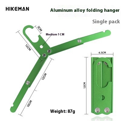 Outdoor Folding Aluminum Alloy Clothes Hanger Three Fold Portable Clothes Hanger Camping Self-driving Travel Business Trip Ultra-light Telescopic Clothes Hanger
