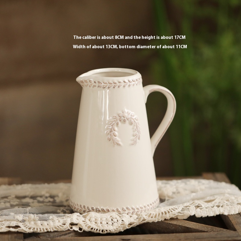 American Slott White Ceramic Vase Home Decoration Ornaments Hydroponic Real Flower Dining Table Vase