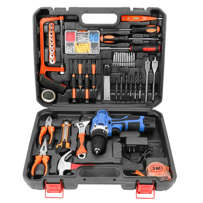 Electric Drill Tool Box Household Lithium Battery Hand Drill Impact Drill Hardware Tool Set